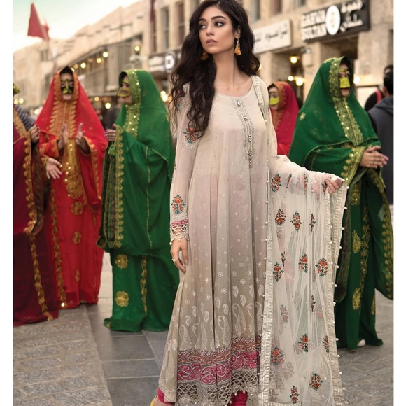 Maria B Tops - Maria B Luxury Lawn Embroidered Pakistani 3pc Suit